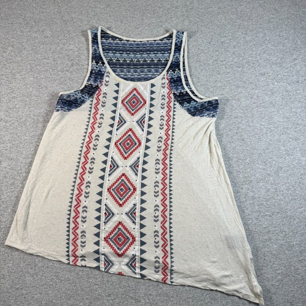 Signature Studio L Boho Southwestern Sequin Crochet Lace Tunic Tank